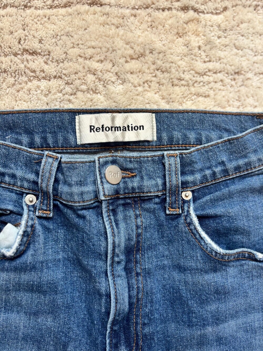 Reformation Jeans High Rise Straight Leg Blue Denim Size 27